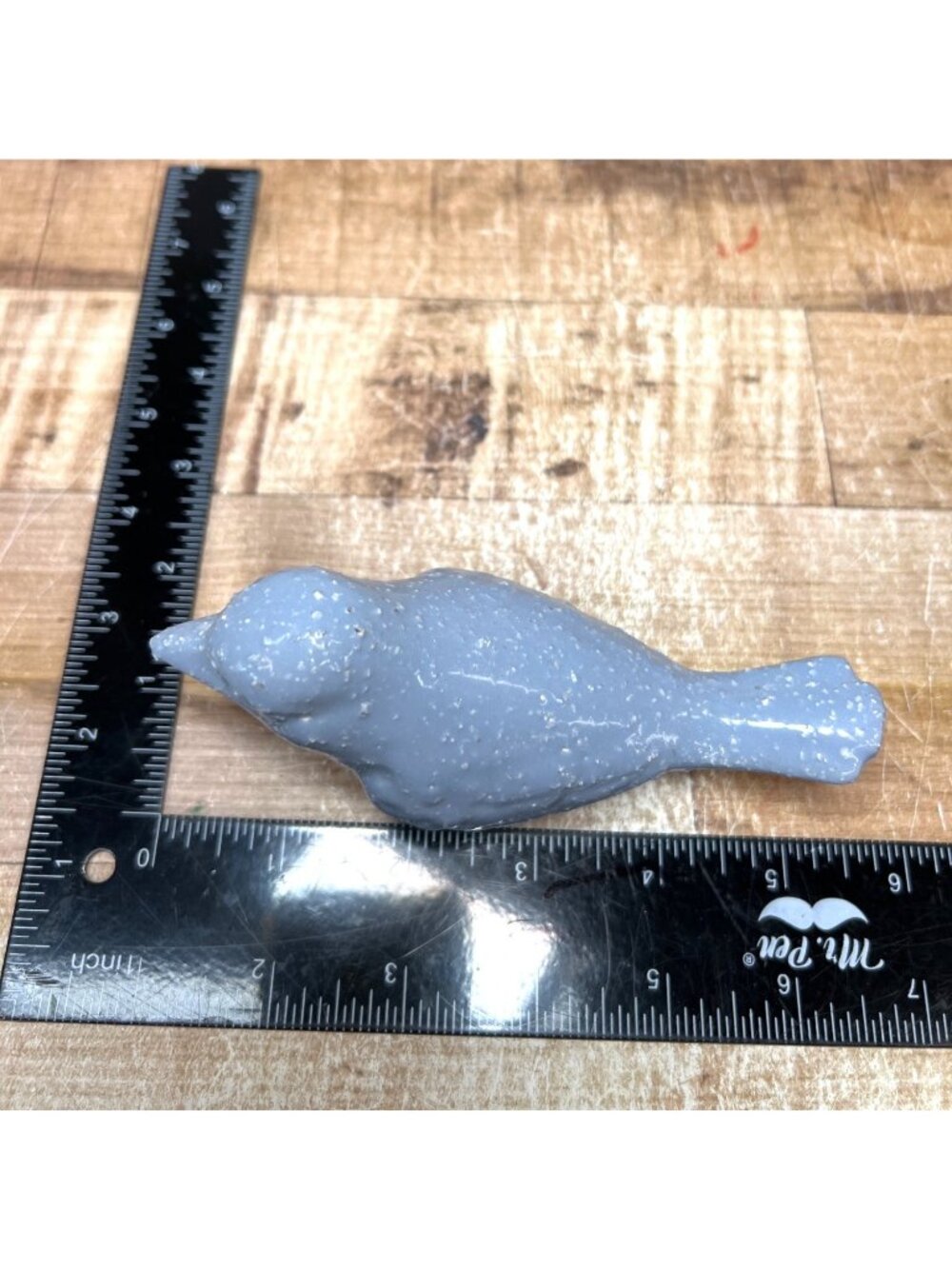 Blue Ceramic Bird Figurine With Speckled Texture Decorative Accent Piece - Picture 4 of 5